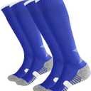 YAGAXI Men's Baseball Soccer Softball Knee-High Socks - 2 Pairs Compression Multi-sport Tube Athletic Socks for Youth & Adult (Large, Royal Blue)