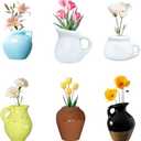 6PCS Mini Vase Magnets, Cat Whisker Vase Magnets for Fridge, Small 3D Ceramic Flower Vase Funny Refrigerator Accessories Kitchen Office Decoration (6PCS) Pack of 2