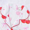WDIRARA Women's 2 Piece Bow Cherry Print Pajama Set Short Sleeve Button Down Shorts Sleepwear Pjs (M)
