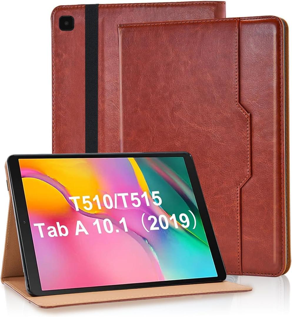 Varohix Tablet Case for Samsung Galaxy Tab A 10.1 2019 SM-T510/SM-T515 Cover Retro Folio Shell for Galaxy Tab A SM-T510 Case Multi-Angle Stand Cover PU Leather with Card Pocket ,Brown