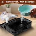 Foldable Travel Litter Box for Cats, 16 * 12 * 6 inches Portable Litter Box with Zipped Lid, Lightweight & Easy to take, Cat Essentials for Outdoor Long Distance Traveling & Camping - Pink