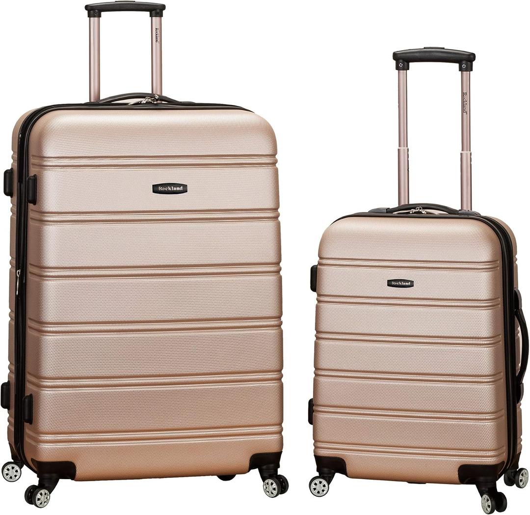 Rockland Melbourne Hardside 2 Piece Expandable Spinner Wheel Luggage Set, (20"/28"), Champagne