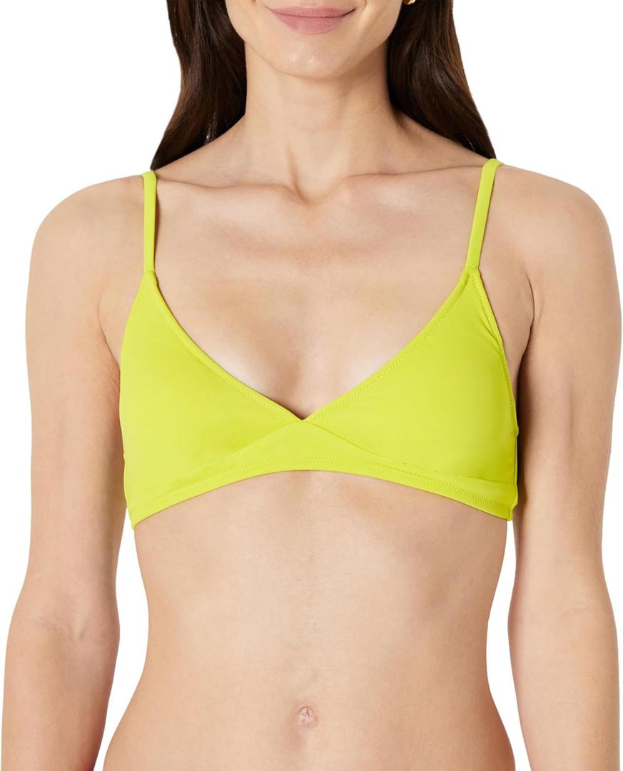 Amazon Essentials Womens Light-Support Classic Bikini Swimsuit Top (Small, Lime Green)