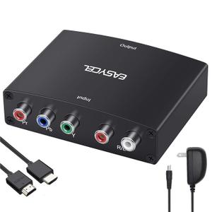 Component to HDMI Converter with 1.2 Meter HD Cable, 1080P 5RCA YPbPr to HDMI Converter