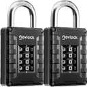 Novlock Locker Lock for Gym, School, Home & Work | 4-Digit Combination Padlock | 2-Pack, Black/Silver
