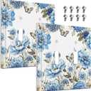 Decorative Outlet Cover Blue Iris Flowers Butterfly Botanical Floral Plant 2 Gang Wall Plate Double Toggle Light Switch Cover GFCI Receptacle Electrical Switchplate for Bathroom Bedroom2Pack
