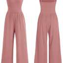 Jumpsuit for Women Summer Casual Sleeveless U-Neck Spaghetti Straps One Piece Jumpsuits Overalls Wide Leg Rompers (Pink, XL)