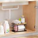 Small Trash Bag Holder,Wall Mount Grocery Bag Holder with Bamboo Top,Suitable for Garbage Bags of 100 Rolls under 13 Gallons,Black