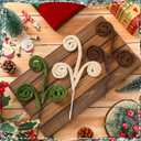 12 Pcs Curly Christmas Tree Picks Velvet Curl Decoration Spiral Curly Tree Topper Ornaments DIY Crafts for Wreath Fireplaces Vase Filler Holiday Ornament, 12 Inch(Brown, Green, Milky White)