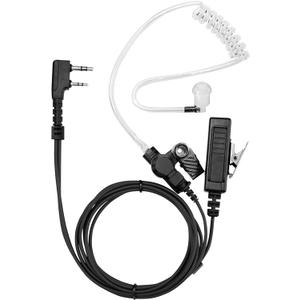 Two Way Radio Headset Compatible with Baofeng, Kenwood 2 Pin Walkie Talkie Surveillance Earpiece with Mic PTT, Acoustic Tube (Black Cable)