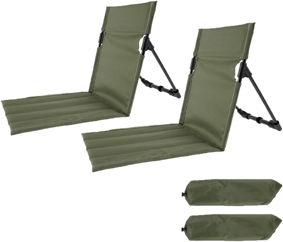2 Pack Outdoor Camping Backrests,Lightweight Foldable Chaira,Park Leisure backrest,Beach Portable Single Lazy Chair,Aluminum Lazy Backrest for for Lawn Outdoor Movie and Travel (Army Green)