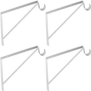4 Pcs Shelf and Rod Brackets, Wall Mounted Shelf Supports White,SRB300