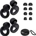 Plus Noise Cancelling Ear Plugs - 2 Sets, Soft Silicone Earplugs for Sleeping, Noise Sensitivity, Reusable Concerts Ear Plugs Hearing Protection 30dB - 8 Pairs Ear Tips in XS/S/M/L - Black