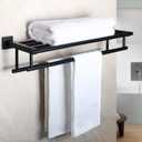 Alise Double Towel Rack for Bathroom,24 Inch Bathroom Tower Holder Towel Shelf with Double Towel Bars Wall Mount,SUS304 Stainless Steel Double Tower Bar for Bathroom Wall,Towel Hanger Matte Black