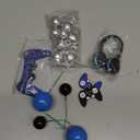 30 PCS Video Game Themed Cake Toppers - Headset, Ball, Controller Cake Decoration for Game Theme Birthday Party (Blue)