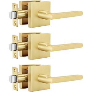 Goldenwarm Brushed Gold Closet Door Handles Passage, Hallway - 3 Pack