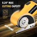 4V Cordless Electric Scissors, Quick Cutting LED Light & Safety Lock, 2-Blade Rotary Cutter for Cardboard, Fabric, Carpet, Leather, Rechargeable with Storage Box (Yellow)