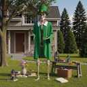 Tarpop St Patrick's Day 12 ft Skeleton Costume Accessories Include Giant Green Robe & Irish Hat- Leprechaun Outfit Accessories for Outdoor Skeleton Decoration, Yard Display & Holiday Photo Props