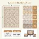 DUKINO 9x12 Area Rug for Living Room, Vintage Floral Washable Rug, Beige