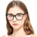 SUNAMOY Large Round Acetate Material Reading Glasses for Womens Large Computer Blue Light Blocking Spring Hinge Big Readers (Black)