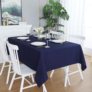 FOLINS&HOME Navy Rectangle Tablecloth 52 x 70 Wrinkle Free Waterproof Polyester Table Cloths, Spillproof Heavy Duty and Washable Table Cover for Party, Indoor and Outdoor-Oblong/Rectangular