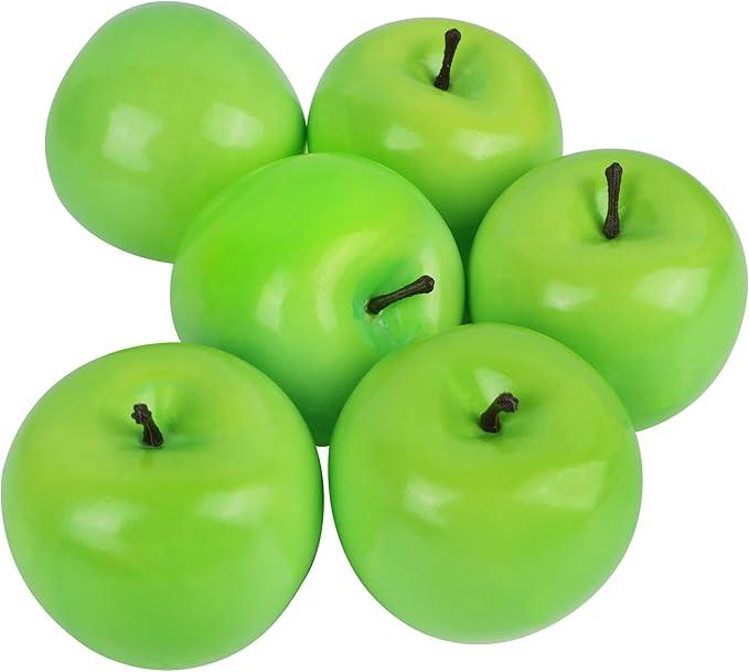 8 Pcs Artificial Red Apples Decoration Fake Delicious Apples Foam Fruits for Home Kitchen Christmas Decoration Photography (Green)