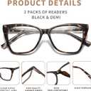 Oversized Reading Glasses Women Cat Eye Photochromic Computer Reader Stylish Ladies Designer Fashion Big Unbreakable Eyewear (Reader ( Black + Demi ))