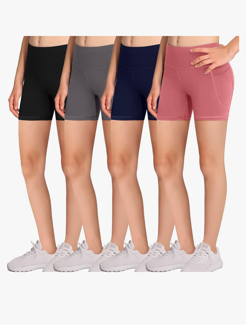 Volleyball Bike Shorts for Girls Spandex Compression Shorts with Pockets for Kids Dance Yoga and Athletics , Size - S, M