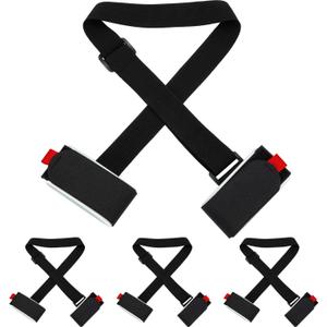 Blulu 4 Pack Ski Carrier Straps Adjustable Shoulder with Cushioned Fastener Tape Strap Loop Strong for Adults Kids (Black)