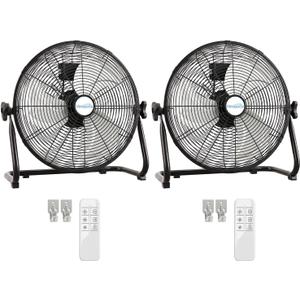 18" Industrial Floor Fan with Remote, High Velocity Heavy Duty Fan, 4200 CFM, 1-2-4 Hour Timer, 3 Speeds, 360° Tilt, Wall-Mounting System Included, for Home, Gym, Office, Garage (2 Pack)