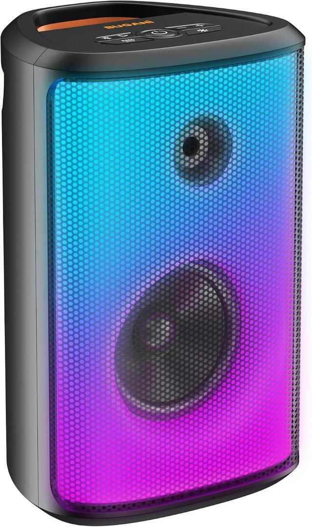 BUGANI Bluetooth Speaker, 120W Portable Wireless Speakers with Punchy Bass and Loud Sound, LED Lights, 15H Playtime, Support AUX/TF Card/USB, IPX6 Waterproof, Big Party Speaker for Outdoor