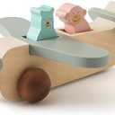 ibwaae Wooden Airplane Toys, Air Transport Vehicles Play Set, Wooden Pull Games, Learning Gift Montessori Toy for Baby Toddler Boys Girls