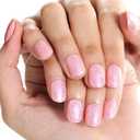 GLAMERMAID Press on Nails Extra Short Squoval, Spring Summer Handmade Nude Pink Rose Gel Glue on Nails, 24Pcs Glossy Round Reusable UV Finish Fake Nails Acrylic False Nails Manicure Kits for Women