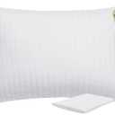 ZPECC Toddler Pillow with Pillowcase - 16x22 Organic Cotton Hypoallergenic Kids Pillow, Baby Essentials for Travel Crib Daycare Stroller (Intended for Age 2 and up) White Stripe