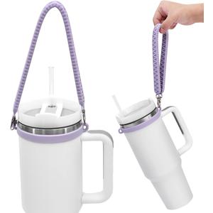 Water Bottle Handle, Silicone Water Bottle Sling, Carrier, Holder with Strap, Fits Most 8-40oz Bottles Stanley Cup Accessories