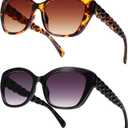 LADEESSE Reading Sunglasses for Women - Stylish Bifocal Sunglasses with Readers Built-in - UV400 Protection - 2 Pack+2.0 (Black+tortoise)