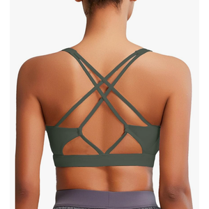 SONGSKY Sports Bras for Women, Medium-High Support Strappy Padded Running Sports Bras with Removable Cups Size XXL