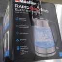 Mueller Rapid Boil Electric Tea Kettle 1.8L  Borosilicate Glass & Stainless Steel  BPA-Free Hot Water Boiler, LED Light, Auto Shut-Off, Boil Dry Protection Fast Water Heater  Kitchen Appliances