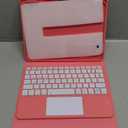 Harvopu Compatible for iPad 11th 10th Generation Case with Keyboard, Folio Cover with Pencil Holder, Multi-Touch Trackpad, 7 Color Backlit, Detachable Keyboard for iPad (A16) 11th/10th Gen (Pink)