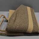 95L Striped Laundry Hamper with Leather Handles,Large Foldable Laundry Basket for Clothes,Cotton Rope Storage Bin for Blankets,Woven Clothes Basket for Bedroom,Dark Brown Stripes (95L/25.1Gal)