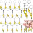 Equsion 24 Pcs Lightning Keychain Gifts Yellow Lightning Keychain Acrylic Keyring Ornament for Cartoon Game Birthday Party Supplies Baby Shower Decorations
