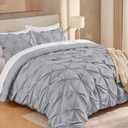 Andency Silver Gray Queen Comforter Set (90x90Inch), 3 Pieces Western Modern Pinch Pleat Bedding Comforters &Sets, All Season Soft Lightweight Down Alternative Bed Set for Boys Men Adults
