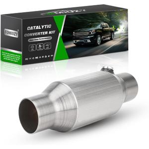 2.5 Inch Inlet/Outlet Universal High Flow Front Catalytic Converter Direct-Fit with O2 Port (EPA Compliant) (1 Pack)