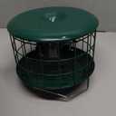 Kingsyard Mesh Caged Bird Feeders for Outdoor Hanging, Tube Squirrel Proof Bird Feeders with Seed Tray for Small Birds Finches Bluebird, Rain Proof Covered, 4 Feeding Ports, Green