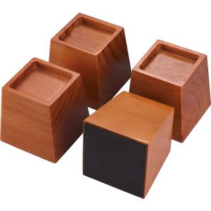 Premium Pine Wood 4-Inch Furniture Risers  Heavy-Duty, 2000 Lb Capacity, Floor Protectors, Easy to Install, Versatile for Beds, Sofas, & More