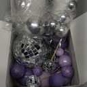 32PCS Disco Purple Ball Cake Topper Decoration for Wedding Birthday Baby Shower Party Cake Decoration Supplies