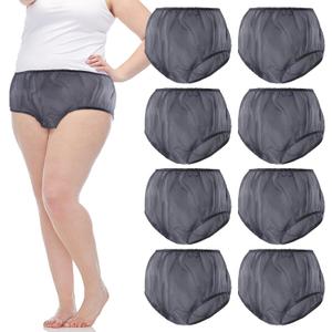 9 Pcs Waterproof Incontinence Underpants Plastic Pants Leak Proof Incontinence Underwear Adult Diaper Cover(Size L,Light Gray)