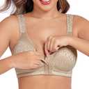 Women’s Minimizer Bra Front-Close Bras Wireless Full Figure Wirefree Large Bust Bra Jacquard Support Back Posture, 40DDD