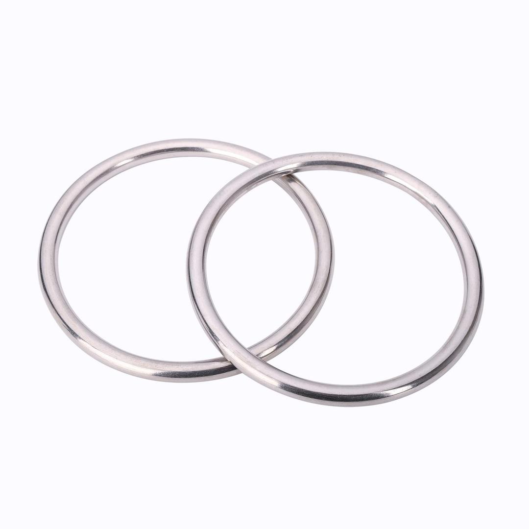 2 Pcs Metal O Rings 6 Inch Heavy Duty 304 Stainless Steel Welded O Ring Multi-Purpose O-Ring for Macrame, DIY Crafts, Hardware, Bags, Camping Belt, Dog Leashes, Keychain, Purse.