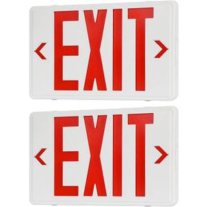Universal Red Light LED Exit Sign OSHA Commercial (White Housing+Red Letter, 2 Pack)